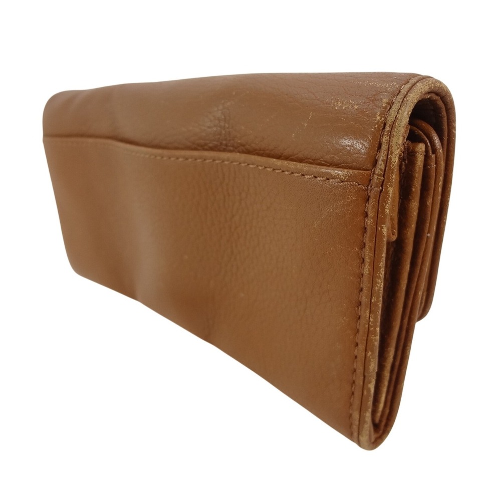 Vintage‎ Michael Kors Camel Brown Pebbled Leather Buckle Wallet Silver Hardware - Picture 3 of 7